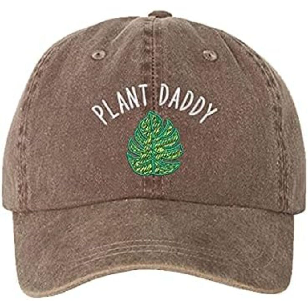 Unisex Chocolate 100%Cotton Plant Daddy Embroidered Adjustable Size Baseball Cap